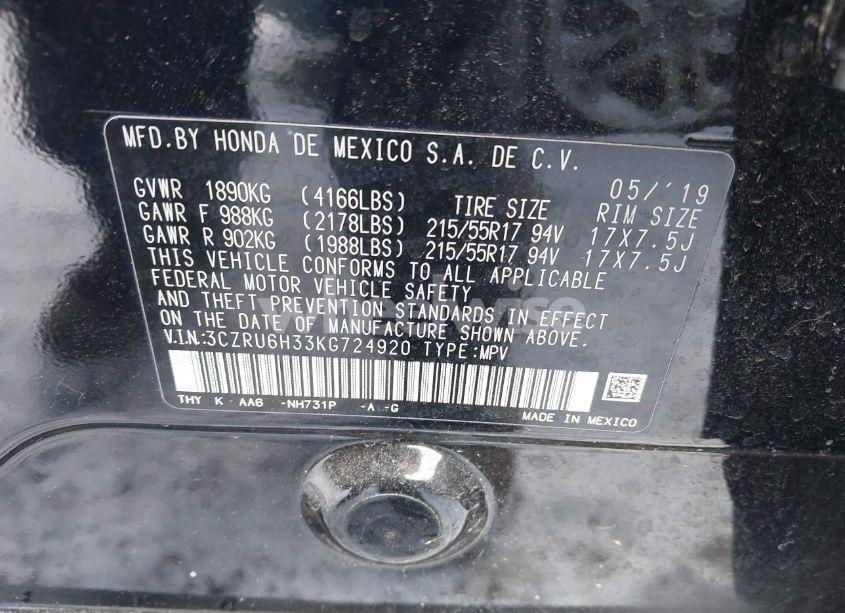 Photo 9 of 2019 Honda Hr-v LX (VIN 3CZRU6H33KG724920)