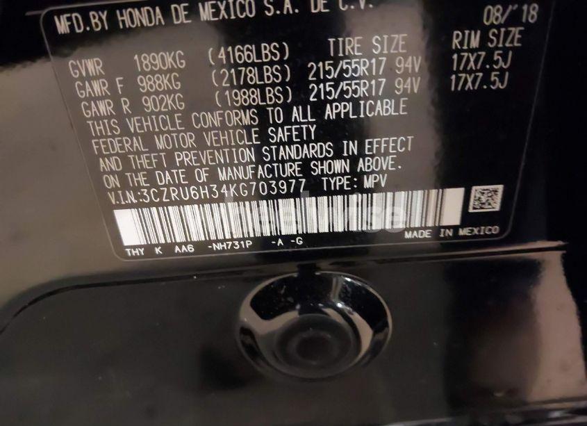 Photo 9 of 2019 Honda Hr-v LX (VIN 3CZRU6H34KG703977)