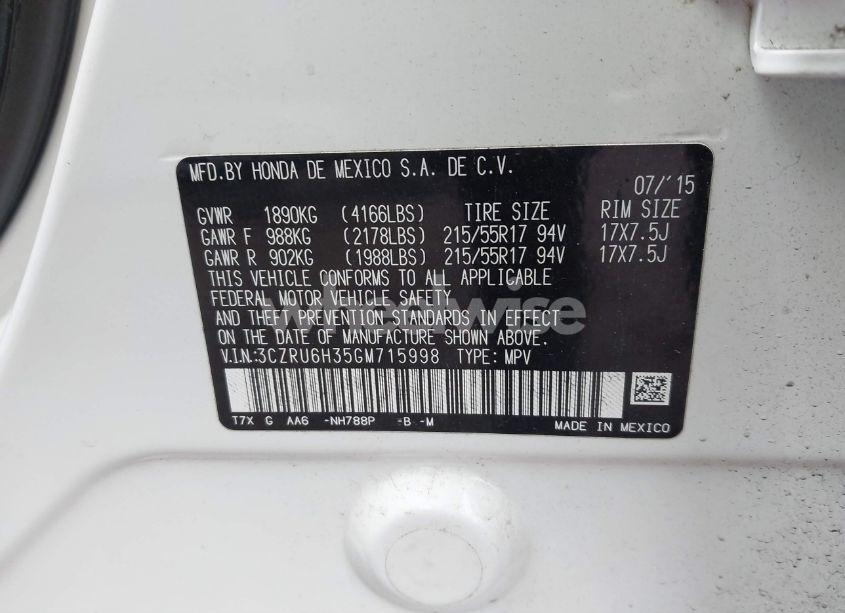 Photo 9 of 2016 Honda Hr-v LX (VIN 3CZRU6H35GM715998)