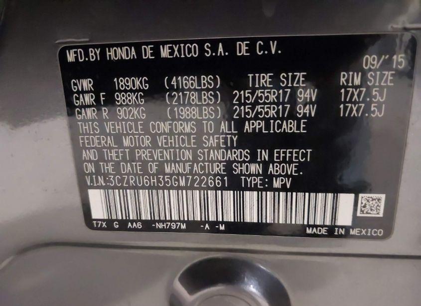 Photo 9 of 2016 Honda Hr-v LX (VIN 3CZRU6H35GM722661)