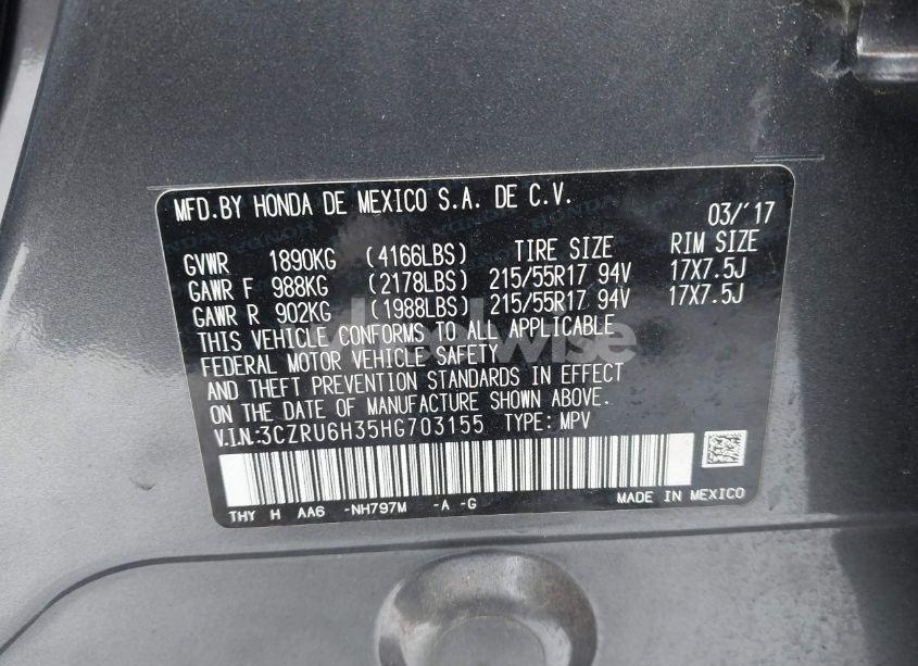 Photo 9 of 2017 Honda Hr-v LX (VIN 3CZRU6H35HG703155)