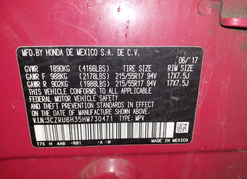 Photo 9 of 2017 Honda Hr-v LX (VIN 3CZRU6H35HM730471)