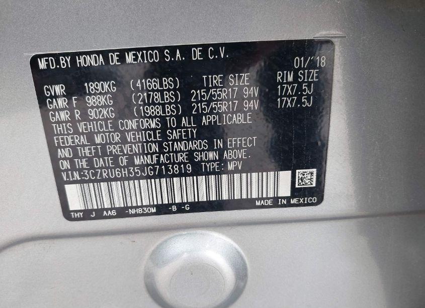 Photo 9 of 2018 Honda Hr-v LX (VIN 3CZRU6H35JG713819)