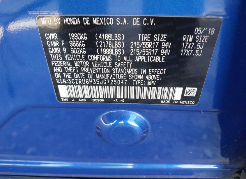 Photo 9 of 2018 Honda Hr-v LX (VIN 3CZRU6H35JG725047)