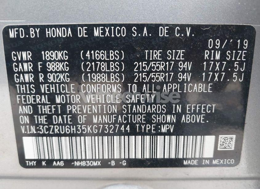 Photo 9 of 2019 Honda Hr-v LX (VIN 3CZRU6H35KG732744)