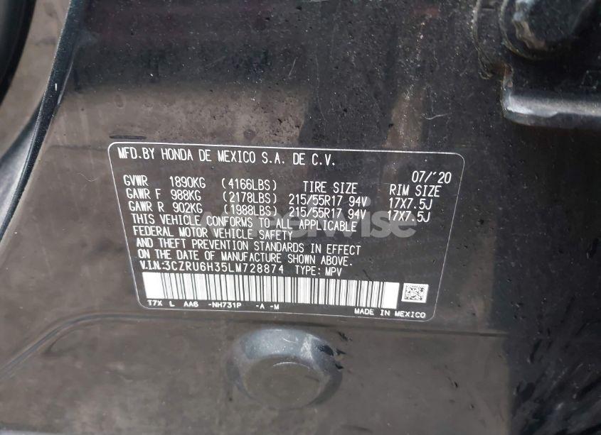 Photo 9 of 2020 Honda Hr-v AWD LX (VIN 3CZRU6H35LM728874)