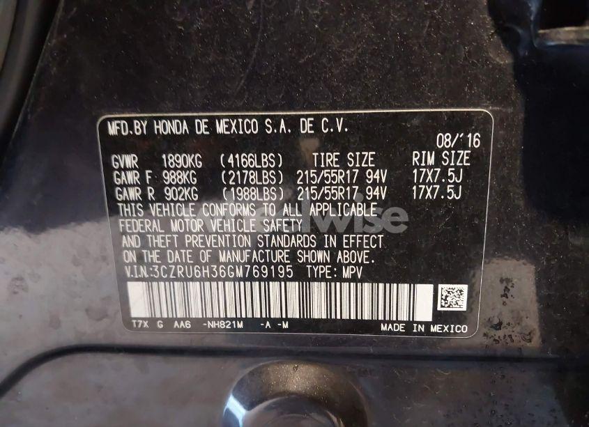 Photo 9 of 2016 Honda Hr-v LX (VIN 3CZRU6H36GM769195)