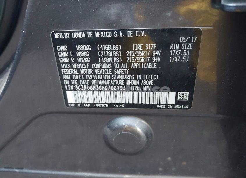 Photo 9 of 2017 Honda Hr-v LX (VIN 3CZRU6H36HG706193)