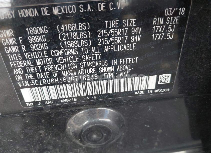 Photo 9 of 2018 Honda Hr-v LX (VIN 3CZRU6H36JG718236)