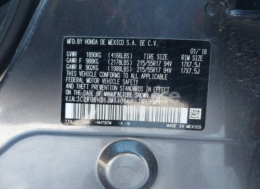 Photo 9 of 2018 Honda Hr-v LX (VIN 3CZRU6H36JM710669)