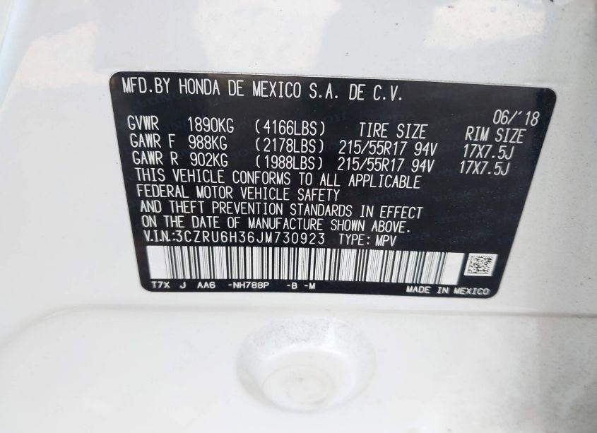 Photo 9 of 2018 Honda Hr-v LX (VIN 3CZRU6H36JM730923)