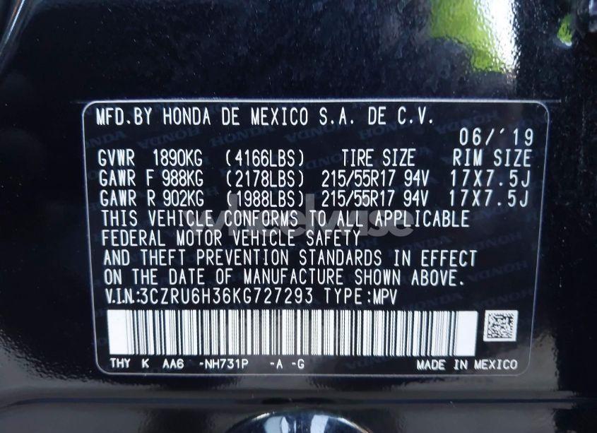 Photo 9 of 2019 Honda Hr-v LX (VIN 3CZRU6H36KG727293)