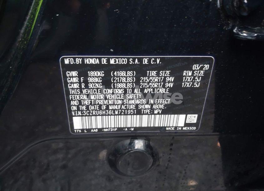 Photo 9 of 2020 Honda Hr-v AWD LX (VIN 3CZRU6H36LM721951)