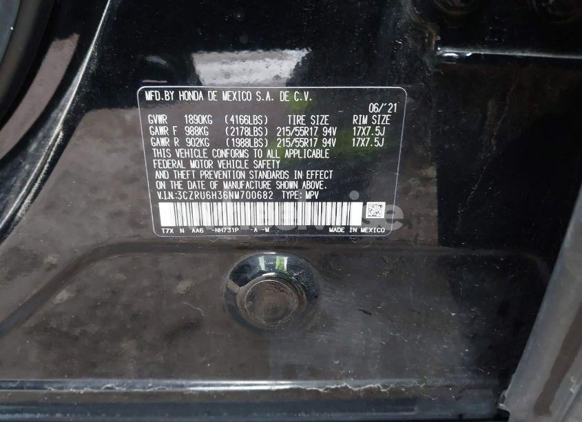 Photo 9 of 2022 Honda Hr-v AWD LX (VIN 3CZRU6H36NM700682)