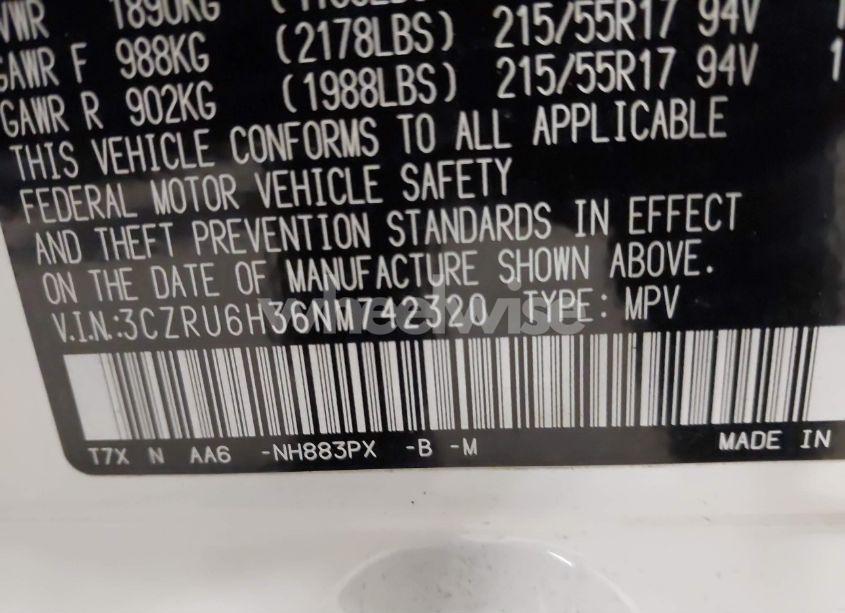 Photo 9 of 2022 Honda Hr-v AWD LX (VIN 3CZRU6H36NM742320)