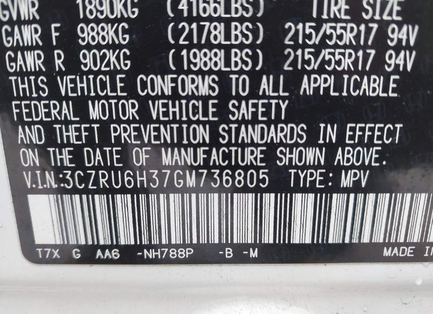 Photo 9 of 2016 Honda Hr-v LX (VIN 3CZRU6H37GM736805)