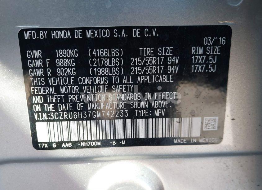 Photo 9 of 2016 Honda Hr-v LX (VIN 3CZRU6H37GM742233)