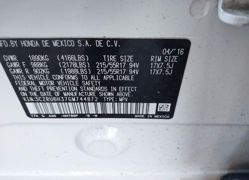 Photo 9 of 2016 Honda Hr-v LX (VIN 3CZRU6H37GM744872)