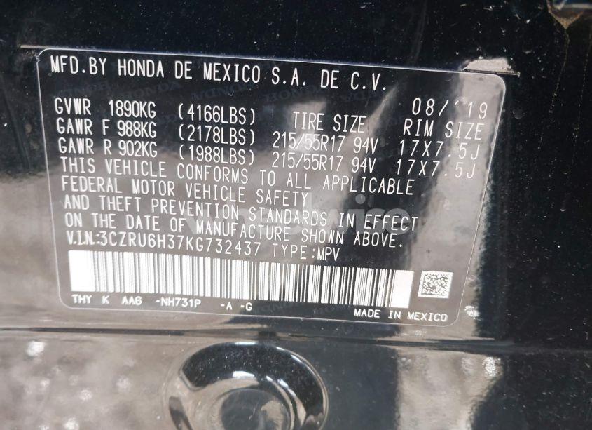 Photo 9 of 2019 Honda Hr-v LX (VIN 3CZRU6H37KG732437)