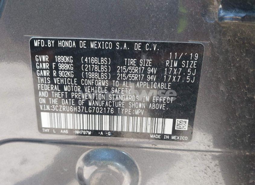 Photo 9 of 2020 Honda Hr-v AWD LX (VIN 3CZRU6H37LG702176)