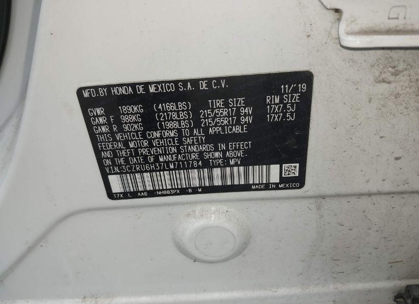 Photo 9 of 2020 Honda Hr-v AWD LX (VIN 3CZRU6H37LM711784)