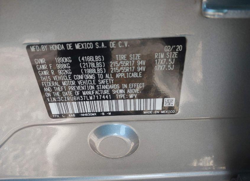 Photo 9 of 2020 Honda Hr-v AWD LX (VIN 3CZRU6H37LM717441)