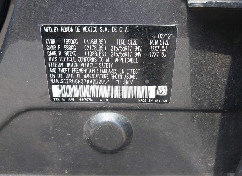 Photo 9 of 2021 Honda Hr-v AWD LX (VIN 3CZRU6H37MM732054)