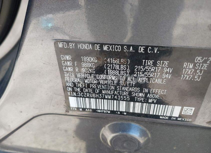 Photo 9 of 2021 Honda Hr-v AWD LX (VIN 3CZRU6H37MM743555)