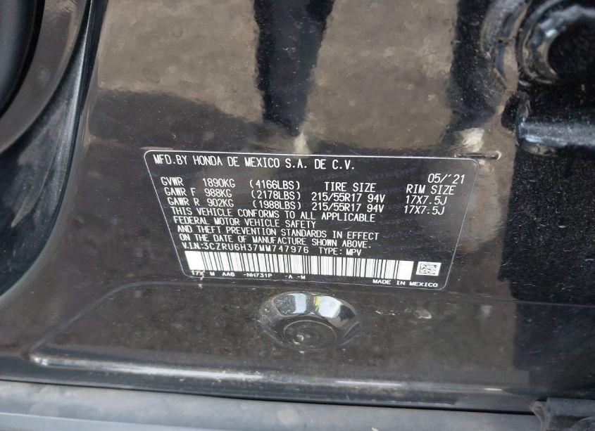 Photo 9 of 2021 Honda Hr-v AWD LX (VIN 3CZRU6H37MM747976)