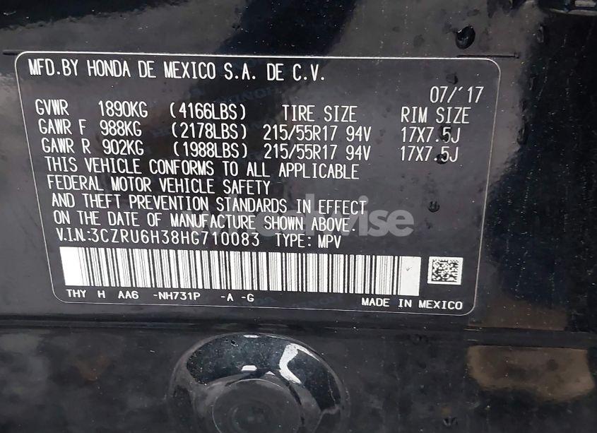 Photo 9 of 2017 Honda Hr-v LX (VIN 3CZRU6H38HG710083)