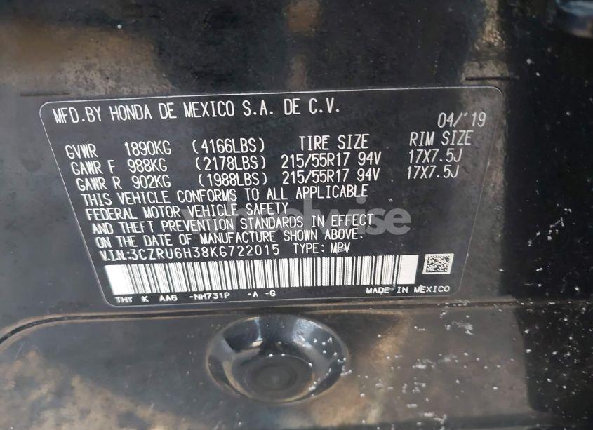 Photo 9 of 2019 Honda Hr-v LX (VIN 3CZRU6H38KG722015)