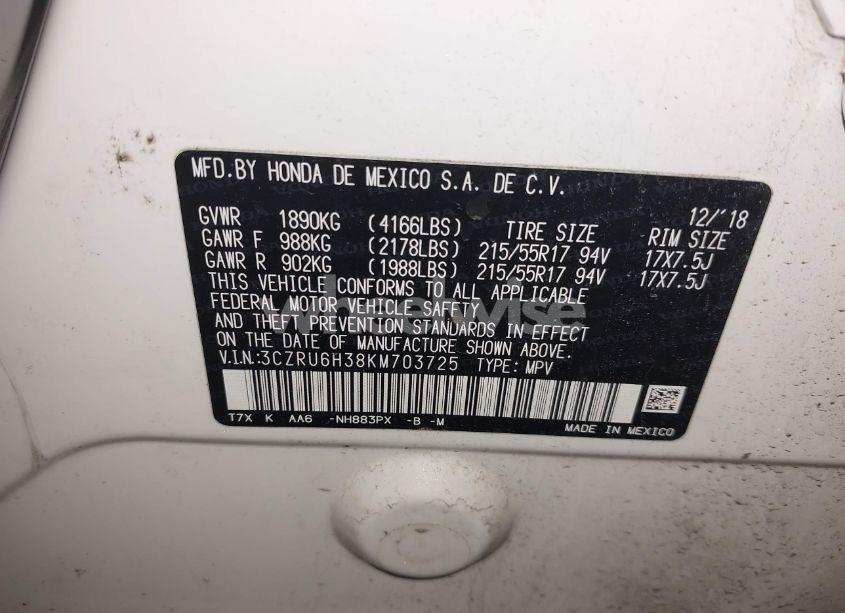 Photo 9 of 2019 Honda Hr-v LX (VIN 3CZRU6H38KM703725)