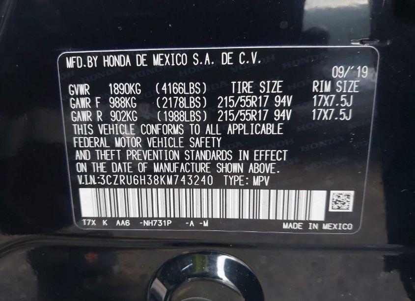 Photo 9 of 2019 Honda Hr-v LX (VIN 3CZRU6H38KM743240)