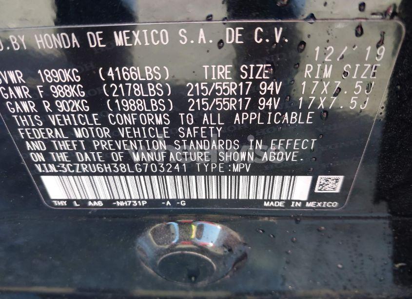 Photo 9 of 2020 Honda Hr-v AWD LX (VIN 3CZRU6H38LG703241)