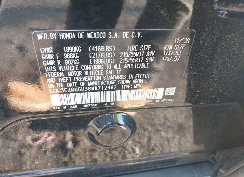 Photo 9 of 2021 Honda Hr-v AWD LX (VIN 3CZRU6H38MM712492)