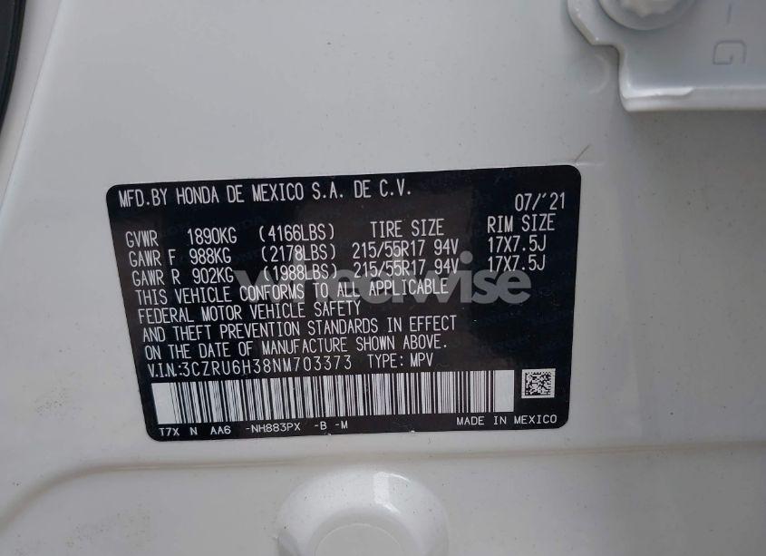 Photo 9 of 2022 Honda Hr-v AWD LX (VIN 3CZRU6H38NM703373)