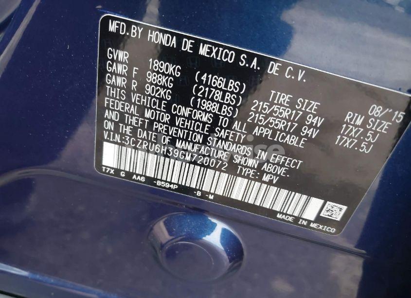 Photo 9 of 2016 Honda Hr-v LX (VIN 3CZRU6H39GM720072)