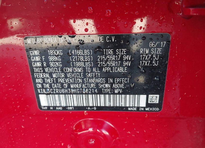 Photo 9 of 2017 Honda Hr-v LX (VIN 3CZRU6H39HG708214)