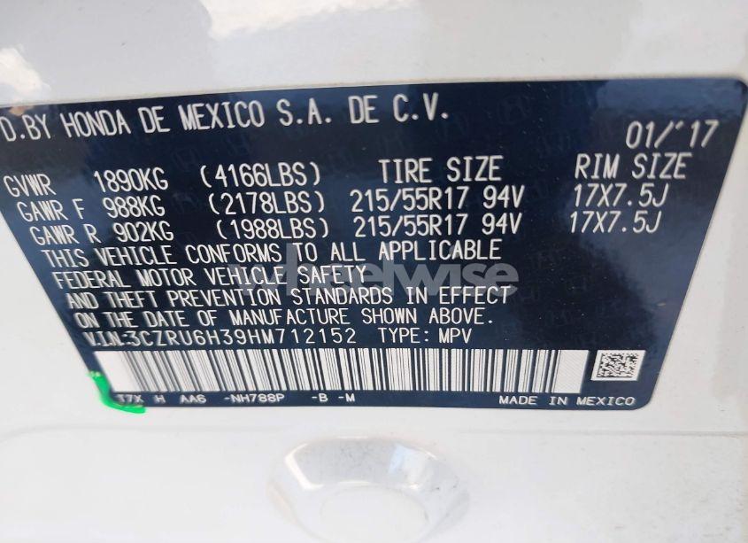 Photo 9 of 2017 Honda Hr-v LX (VIN 3CZRU6H39HM712152)