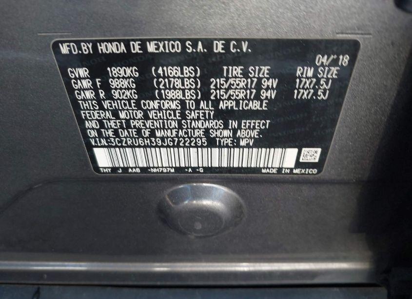 Photo 9 of 2018 Honda Hr-v LX (VIN 3CZRU6H39JG722295)