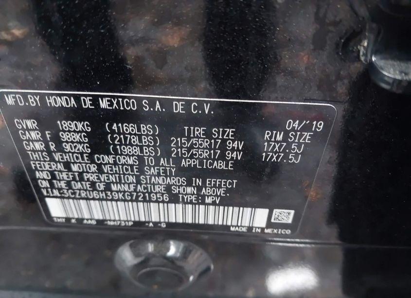 Photo 9 of 2019 Honda Hr-v LX (VIN 3CZRU6H39KG721956)