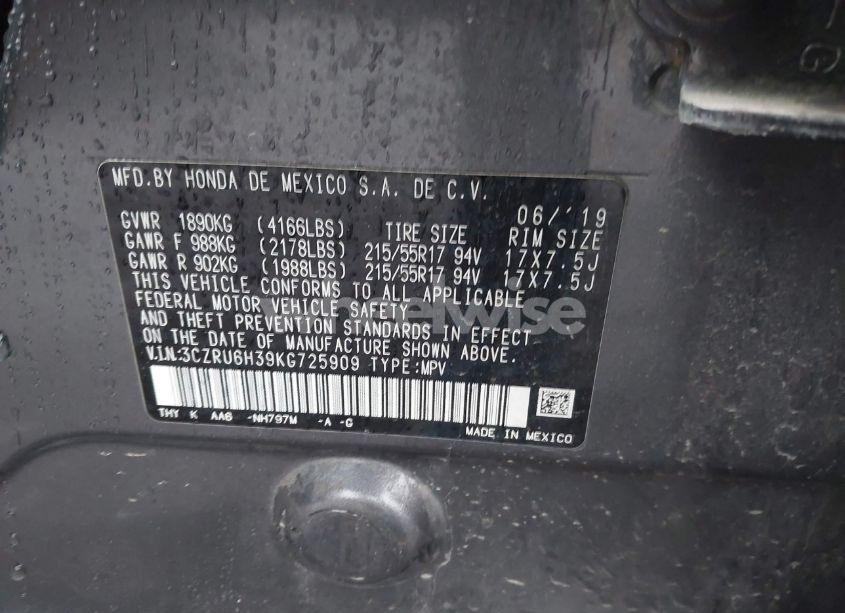 Photo 9 of 2019 Honda Hr-v LX (VIN 3CZRU6H39KG725909)