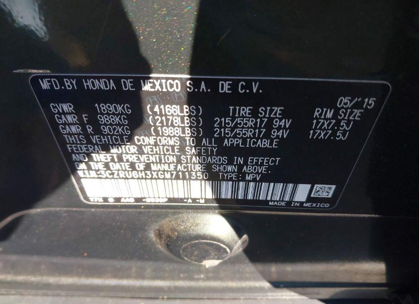 Photo 9 of 2016 Honda Hr-v LX (VIN 3CZRU6H3XGM711350)