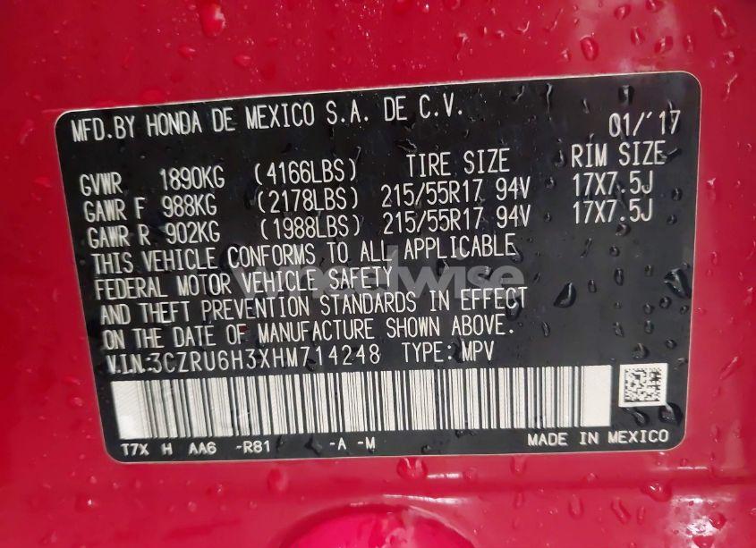 Photo 9 of 2017 Honda Hr-v LX (VIN 3CZRU6H3XHM714248)