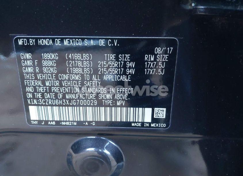 Photo 9 of 2018 Honda Hr-v LX (VIN 3CZRU6H3XJG700029)