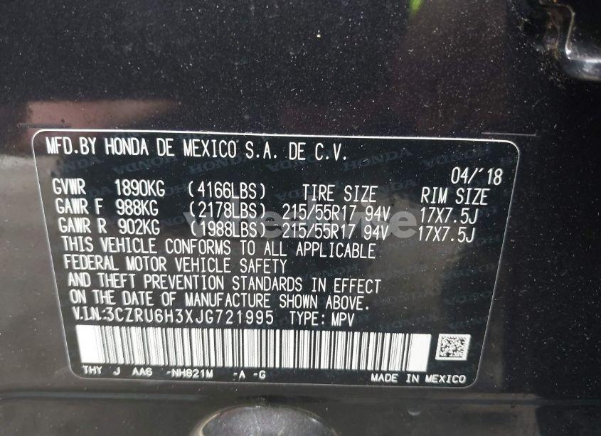 Photo 9 of 2018 Honda Hr-v LX (VIN 3CZRU6H3XJG721995)