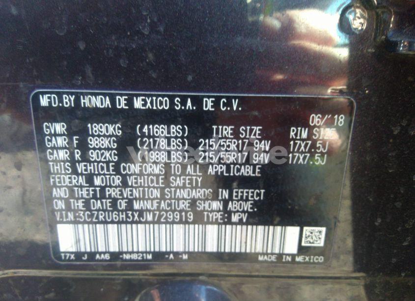 Photo 9 of 2018 Honda Hr-v LX (VIN 3CZRU6H3XJM729919)