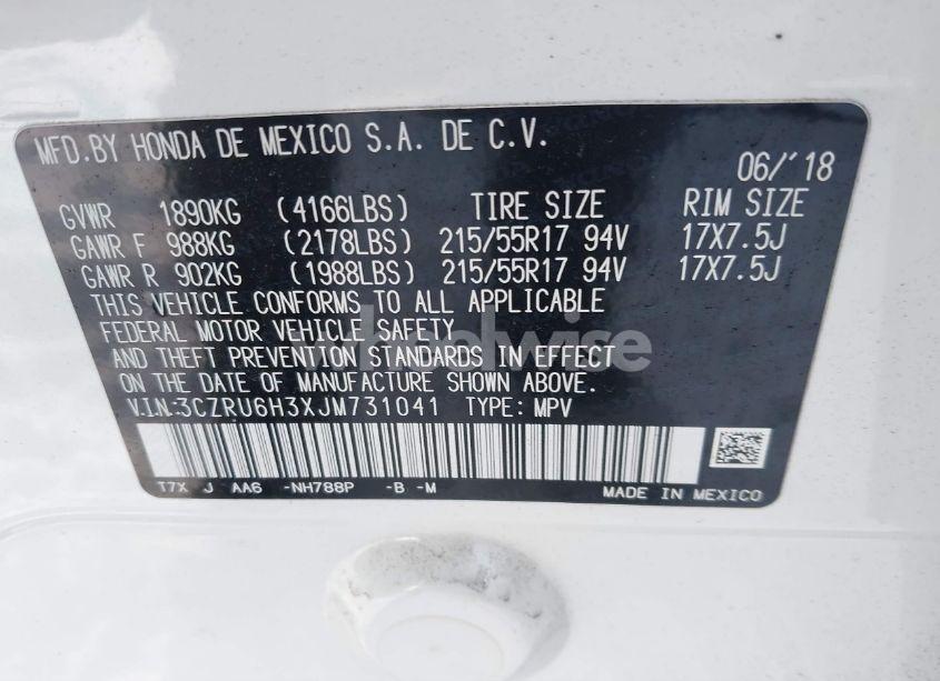 Photo 9 of 2018 Honda Hr-v LX (VIN 3CZRU6H3XJM731041)