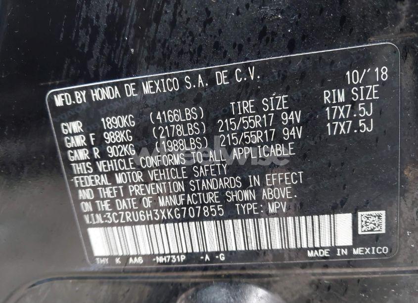 Photo 9 of 2019 Honda Hr-v LX (VIN 3CZRU6H3XKG707855)