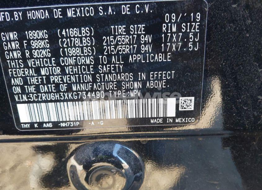 Photo 9 of 2019 Honda Hr-v LX (VIN 3CZRU6H3XKG734490)